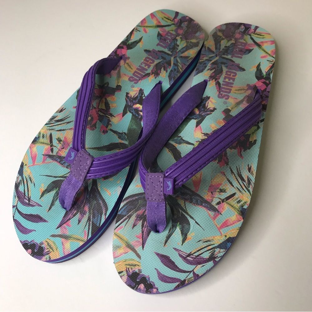 Reel Legends tropical sandals flip flops W SZ 10